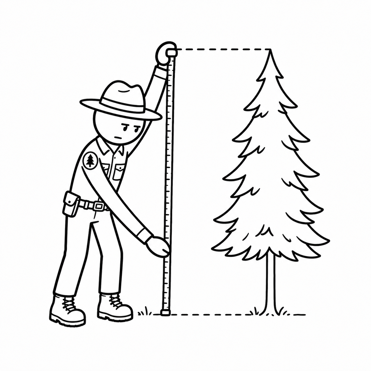 A drawing of a person measuring a tree
AI-generated content may be incorrect.
