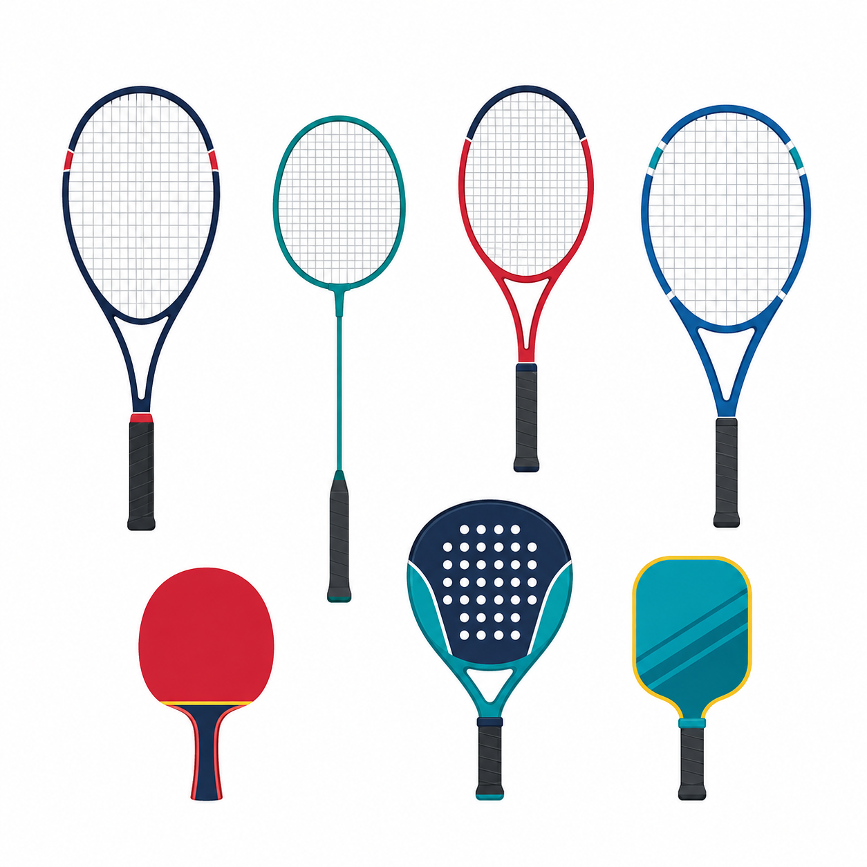 A group of tennis rackets
AI-generated content may be incorrect.